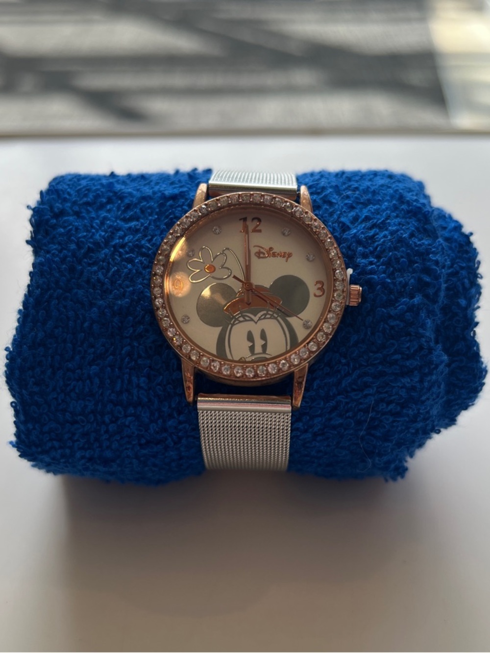 Disney Rose Gold and Silver Minnie Mouse Crystal Accent Watch
